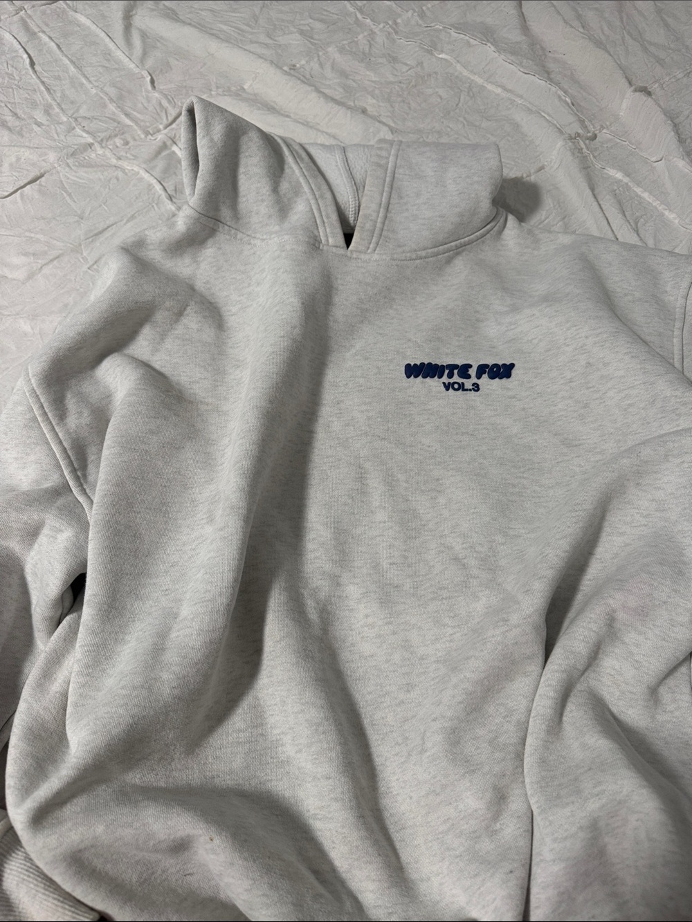 WHIT Light Gray Hoodie with Navy Graphic Logo